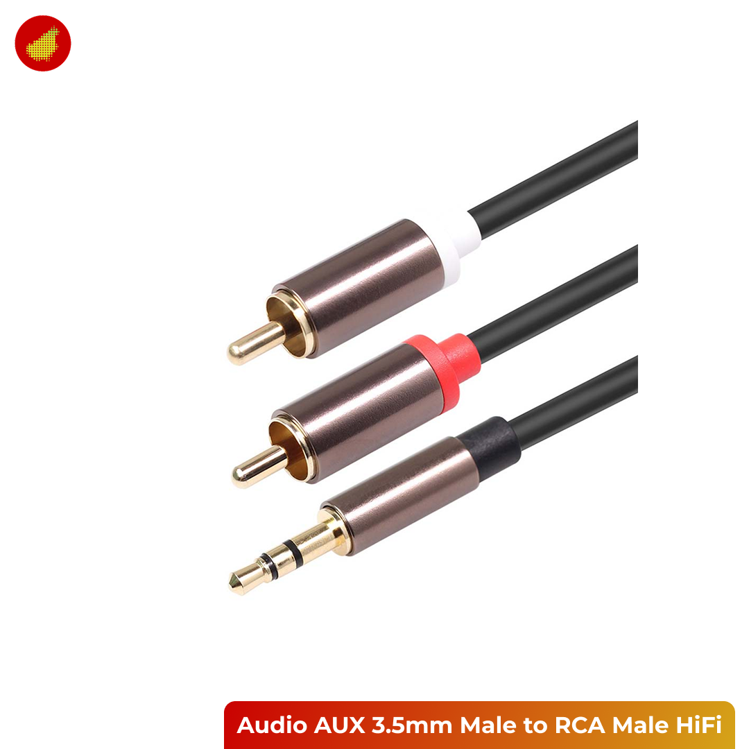 Audio AUX 3.5mm Male to RCA Male HiFi Cable 2M