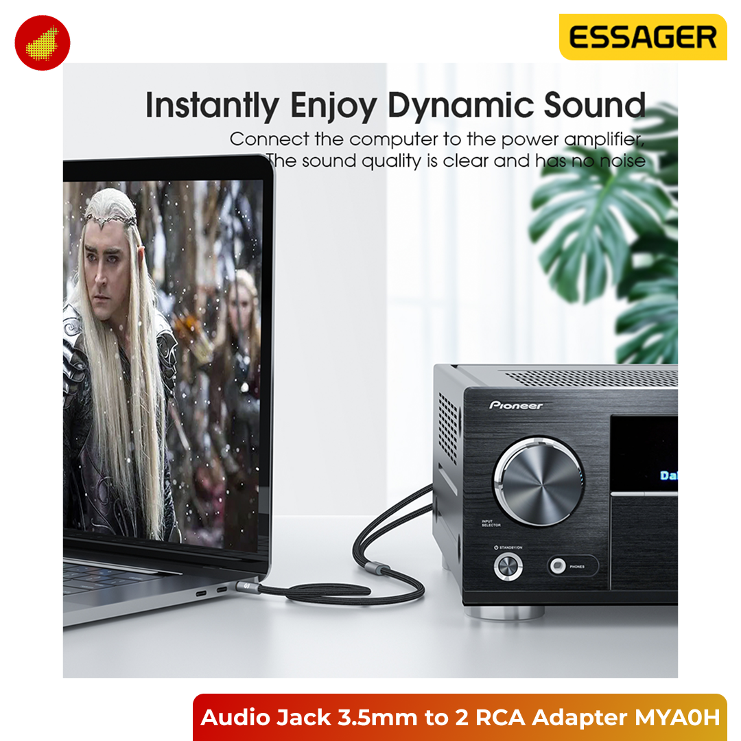ESSAGER Audio Jack 3.5mm to 2 RCA Adapter Splitter HiFi 2M - EYPZJ-MYA0H