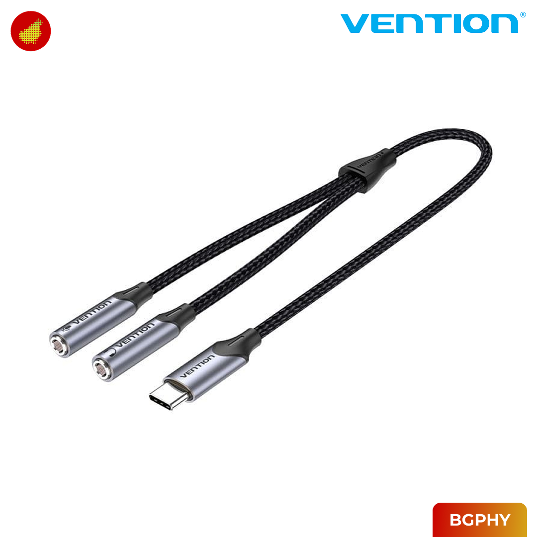Vention USB-C Male to TRS Audio and Mic Jack Converter - BGPHY