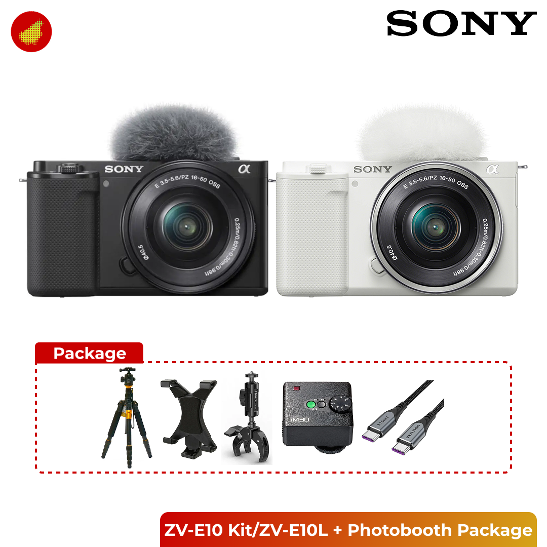 Photobooth Package with Canon / Sony Camera + Tripod + Flash - Canon EOS R100 Kit | Canon EOS R50 Kit | Sony ZV-E10 Kit
