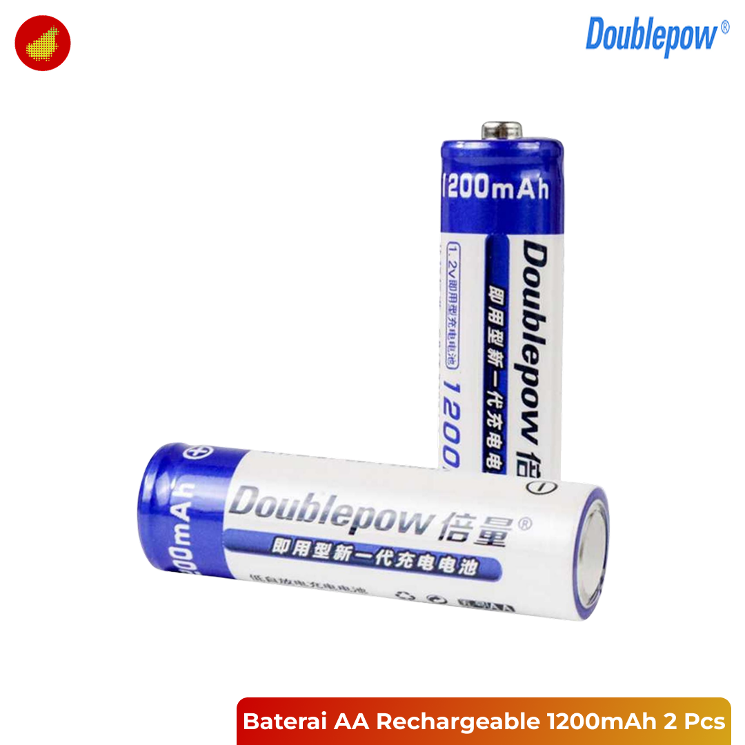 Doublepow Batu Baterai AA Rechargeable NiMH 1200mAh 2 Pcs