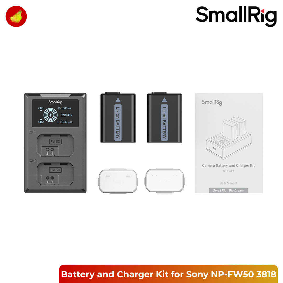 SmallRig Camera Battery and Charger Kit for Sony NP-FW50 - 3818