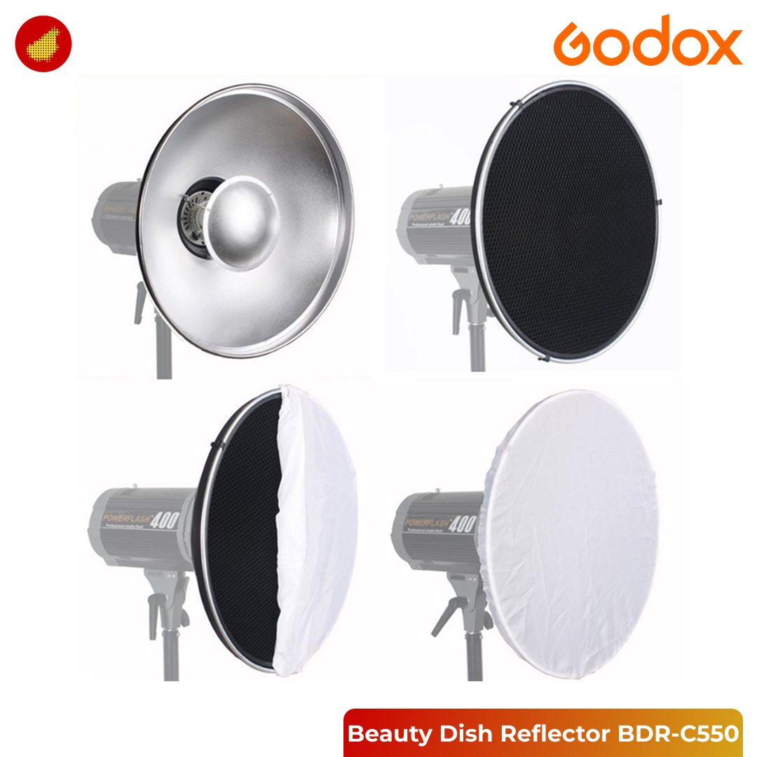 Godox Beauty Dish Reflector Silver 55cm BDR-C550 with Honeycomb Grid C-01