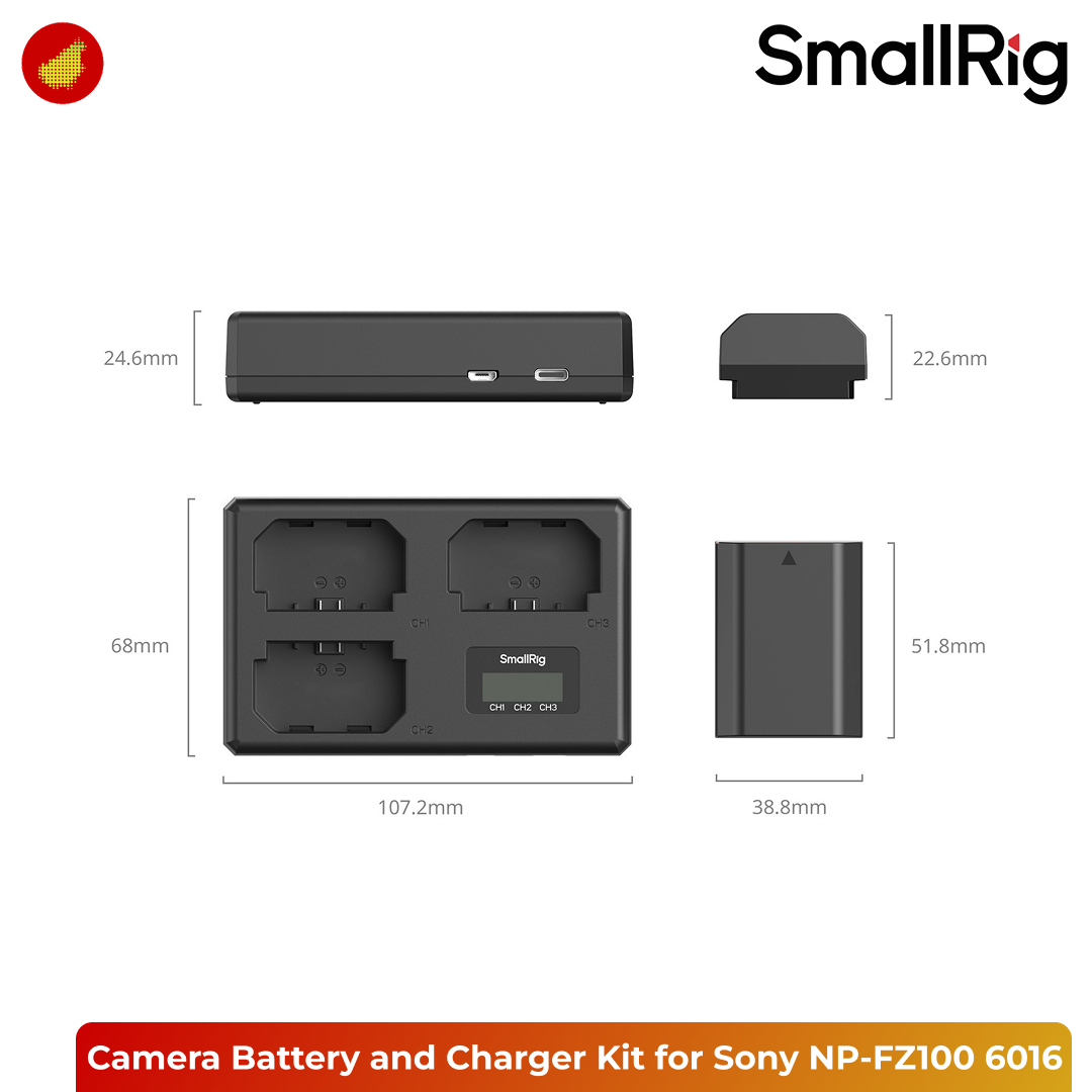 SmallRig Triple Camera Battery and Charger Kit for Sony NP-FZ100 - 6016