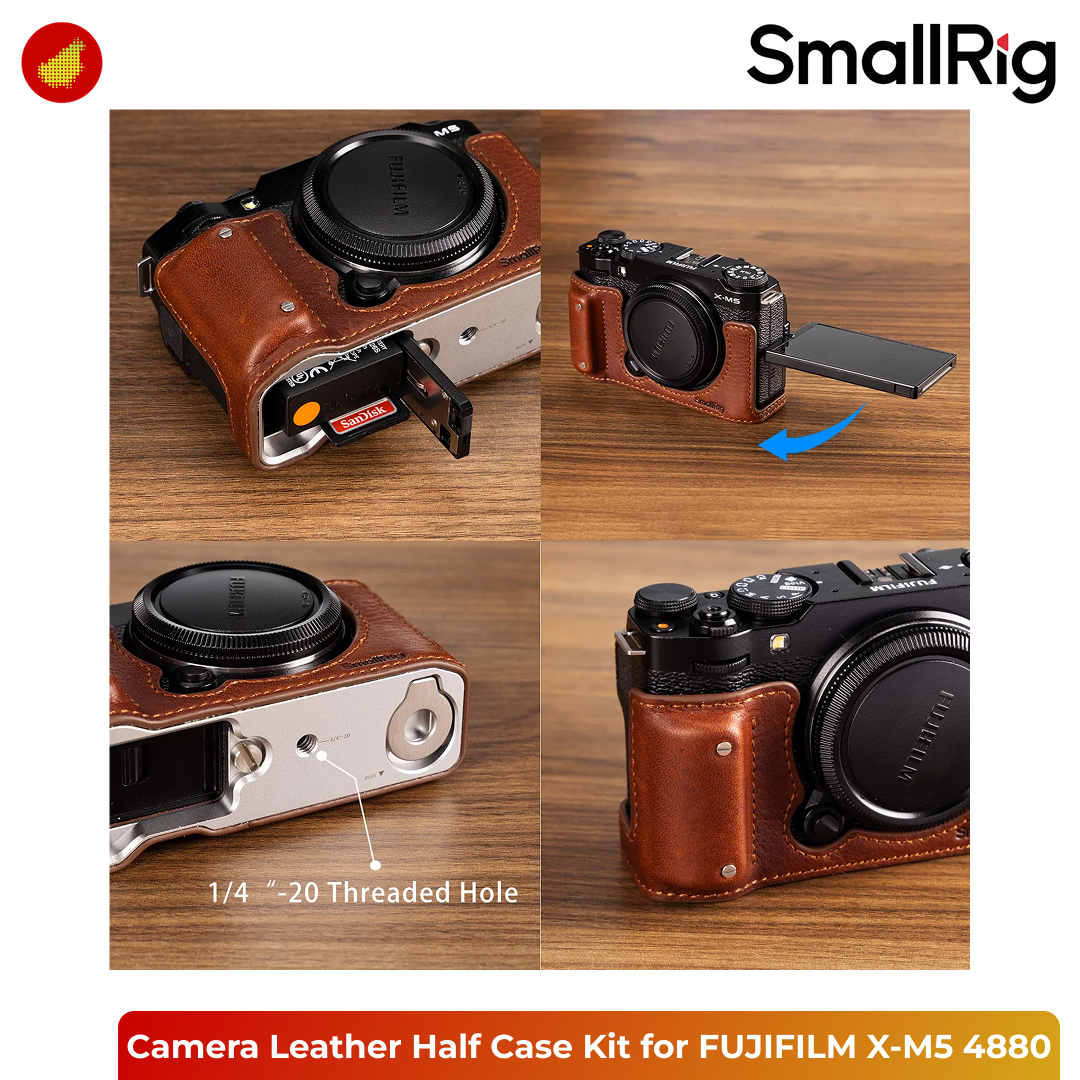 SmallRig Camera Leather Half Case Kit for FUJIFILM X-M5 - Brown 4880