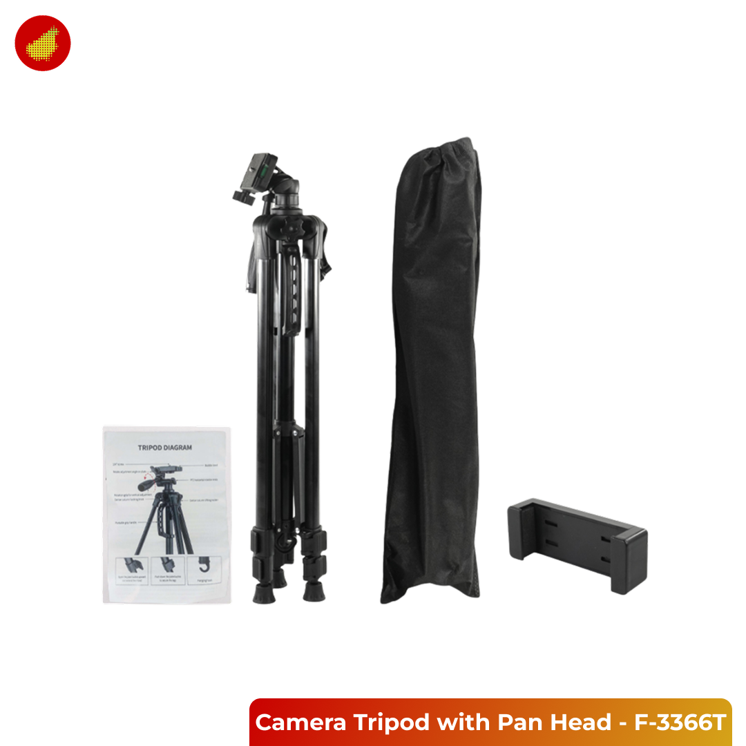 Professional Camera Tripod with Pan Head 360 Panoramic - F-3366T