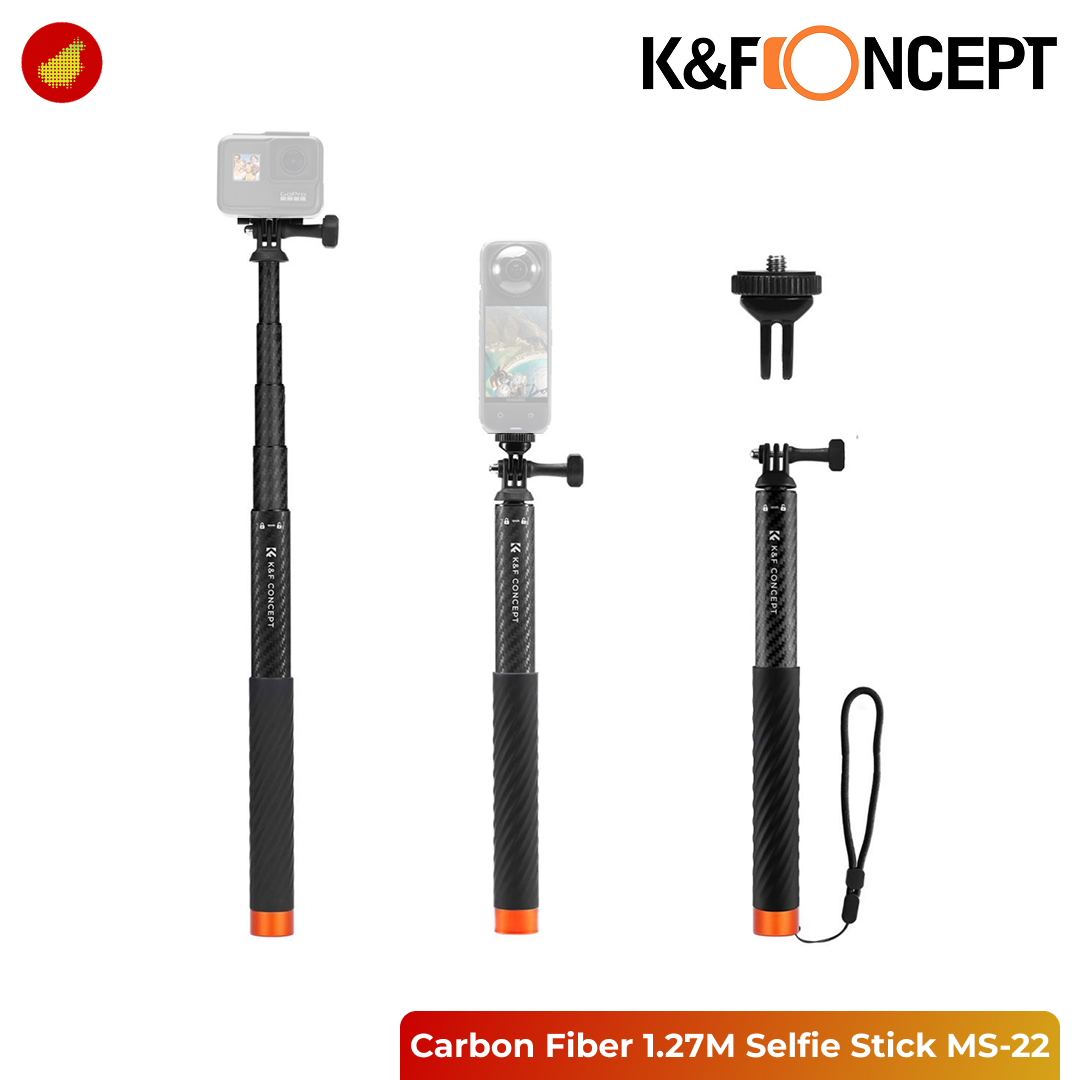 K&F Concept MS-22 Carbon Fiber 1.27M Invisible Selfie Stick - KF09.140