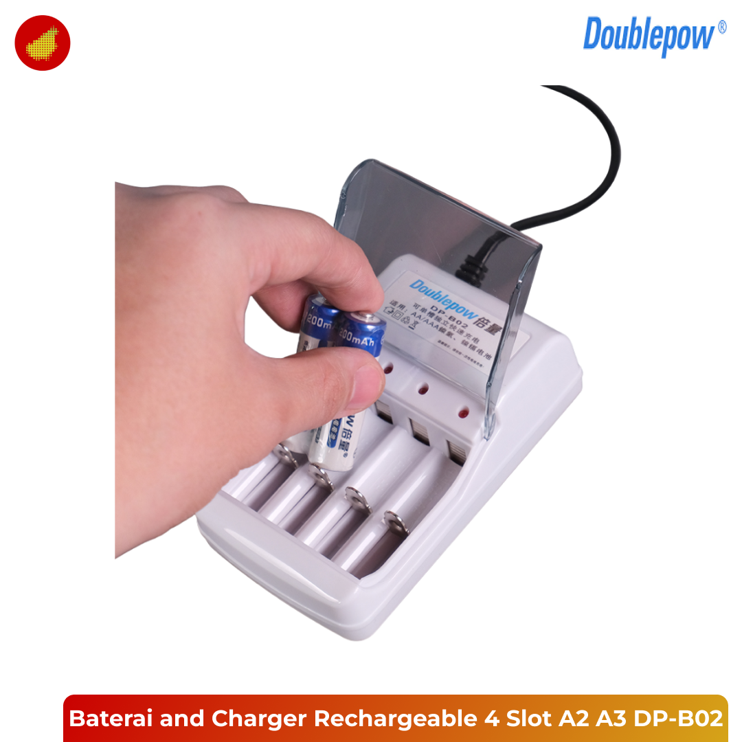 Doublepow Baterai AA 4 Pcs + Charger Rechargeable 4 Slot AA AAA - DP-B02