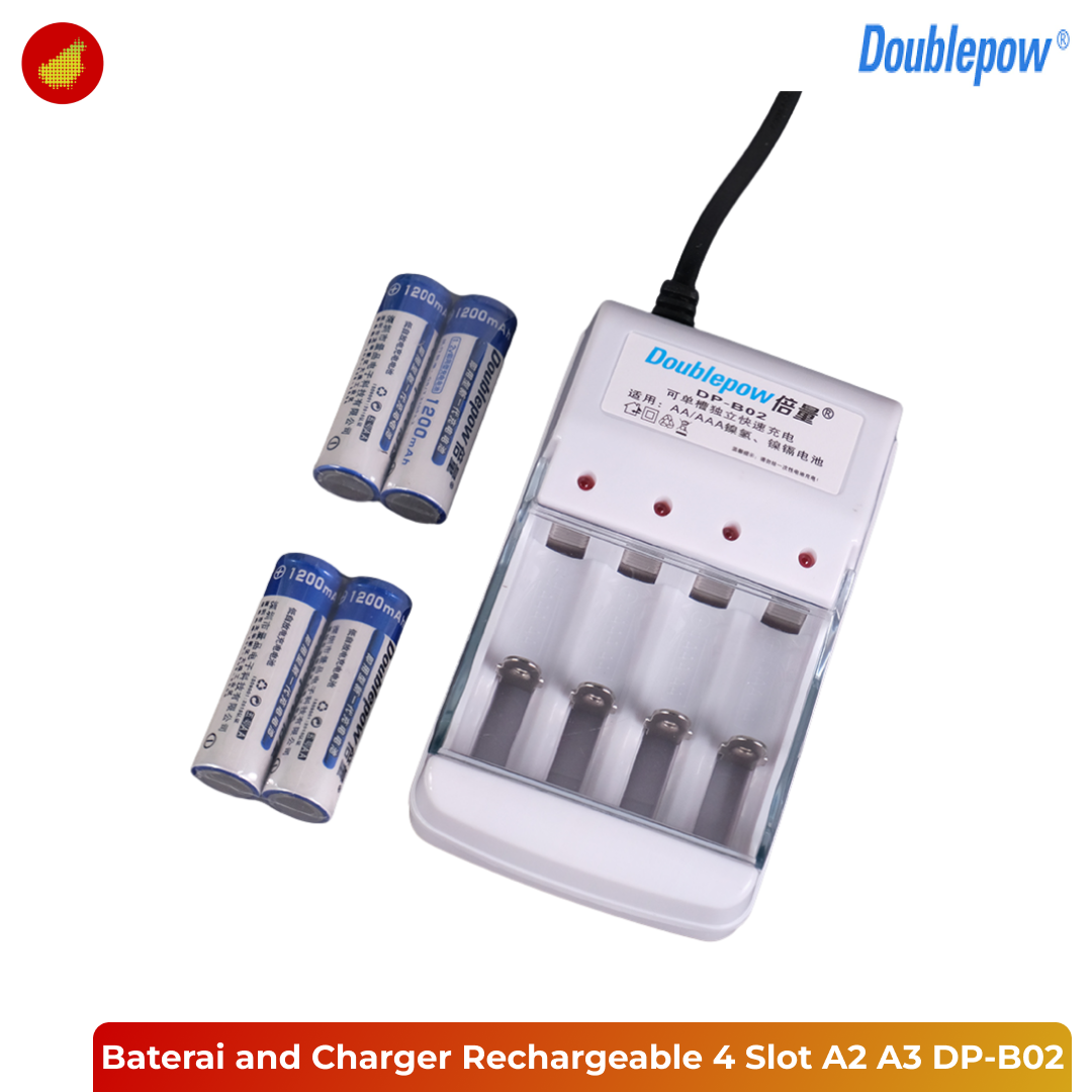 Doublepow Baterai AA 4 Pcs + Charger Rechargeable 4 Slot AA AAA - DP-B02