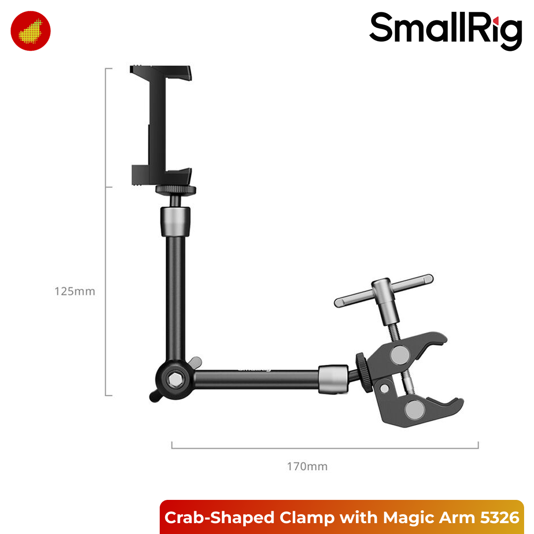 SmallRig Crab-Shaped Clamp with Magic Arm for Smartphones (9.8