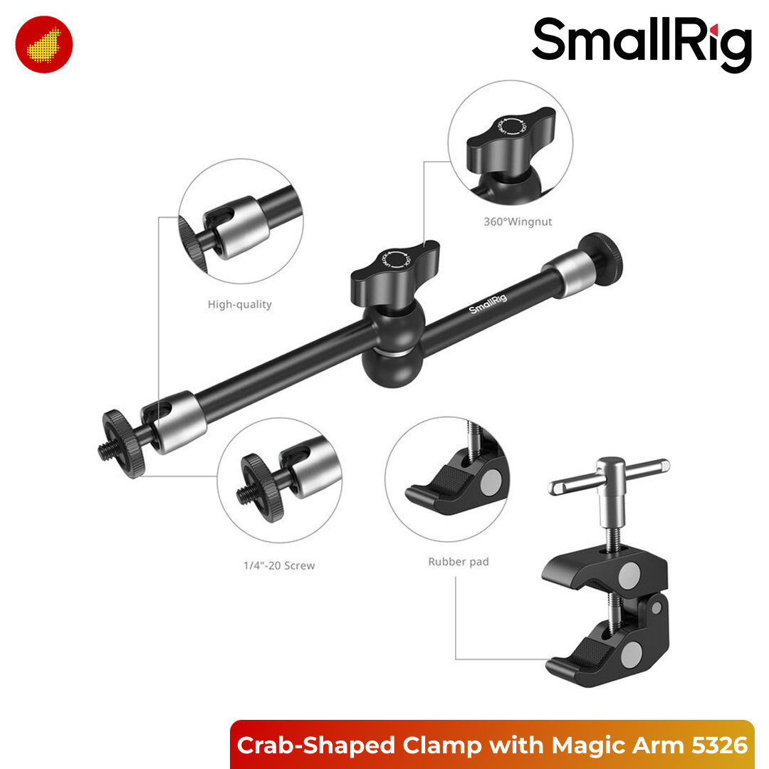 SmallRig Crab-Shaped Clamp with Magic Arm for Smartphones (9.8