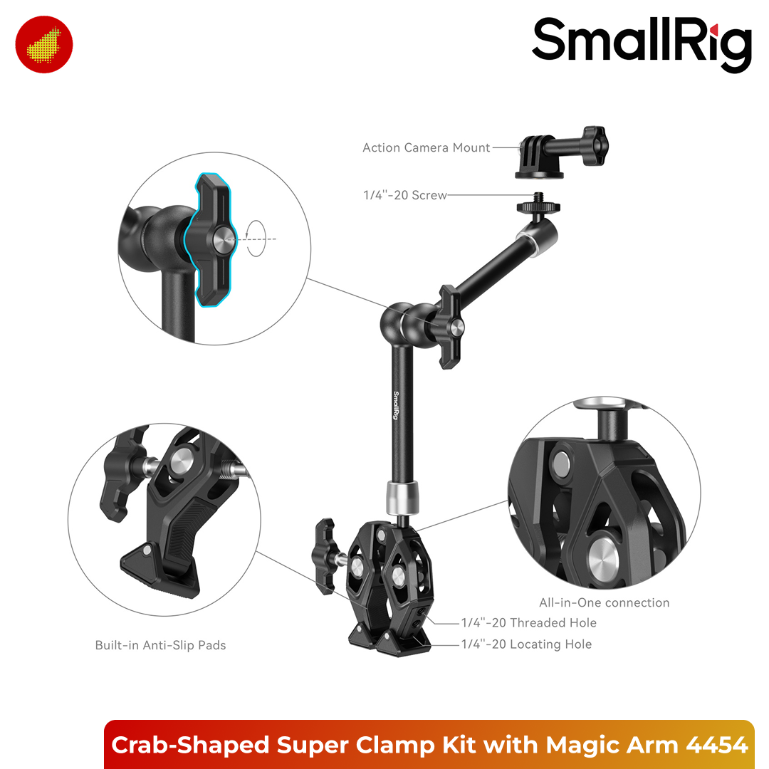 SmallRig Crab-Shaped Super Clamp Kit with Magic Arm - 4454