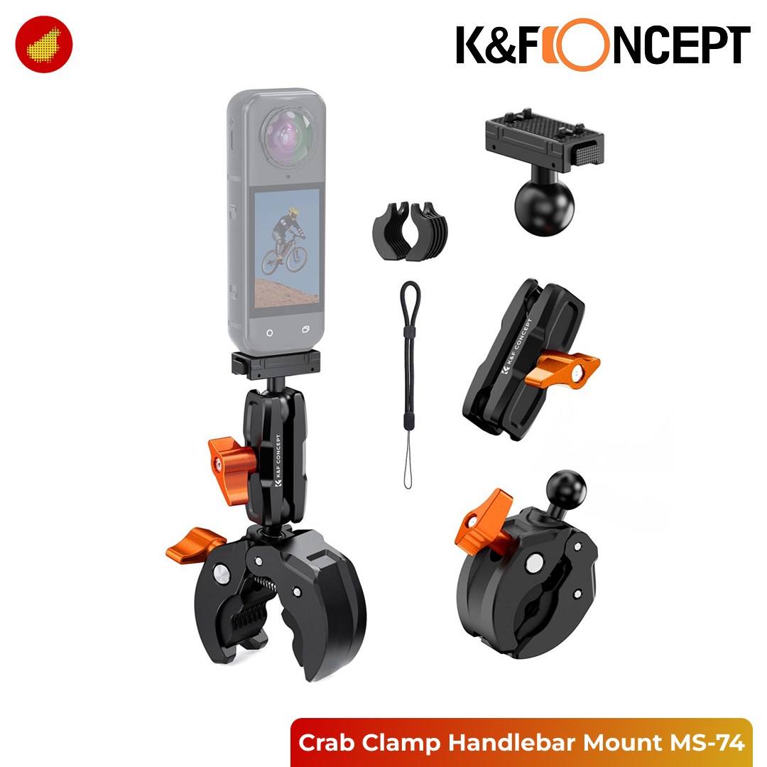 K&F Concept MS-74 Crab Clamp Handlebar Mount with Quick Release for Insta360 - KF31.219S4
