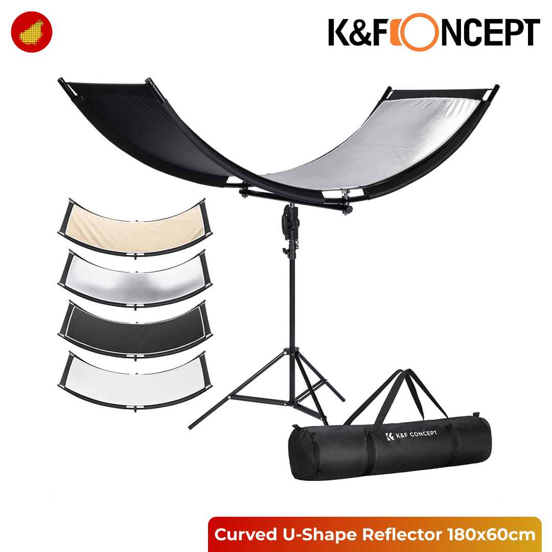 K&F Concept Curved U-Shape Reflector 180x60cm with 4-in-1 Reflective Fabric