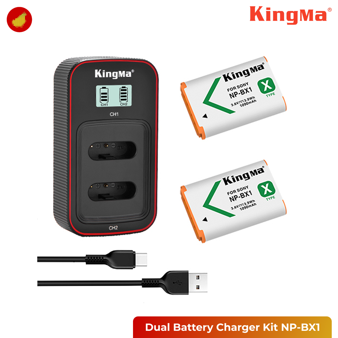 KingMa Dual Battery Charger Kit NP-BX1 with LCD