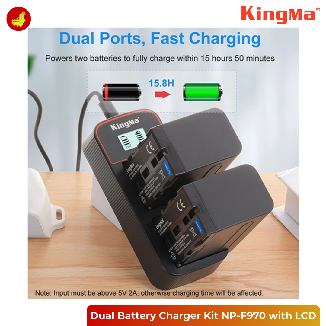 KingMa Dual Battery Charger Kit NP-F970 with LCD
