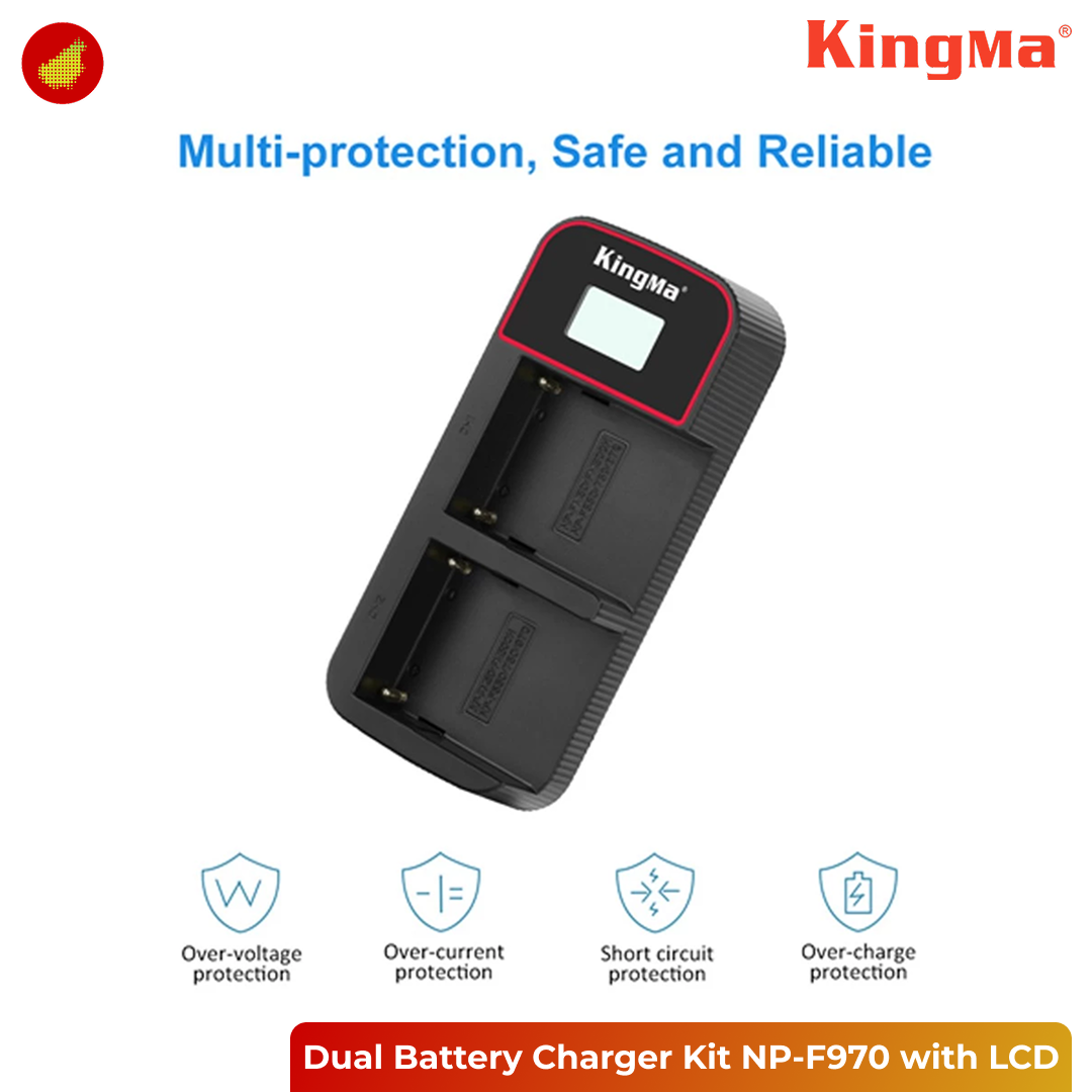 KingMa Dual Battery Charger Kit NP-F970 with LCD