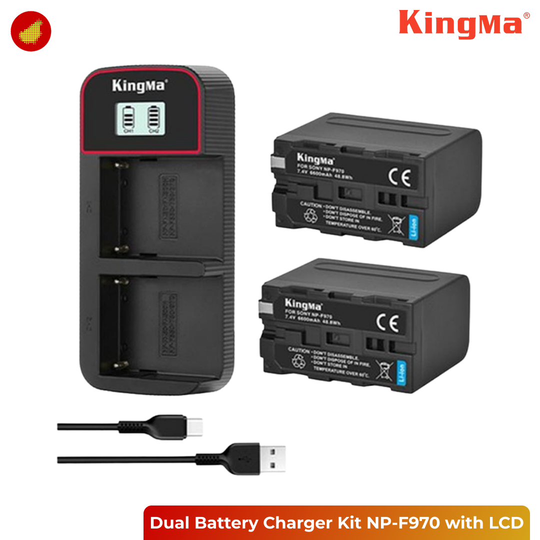 KingMa Dual Battery Charger Kit NP-F970 with LCD