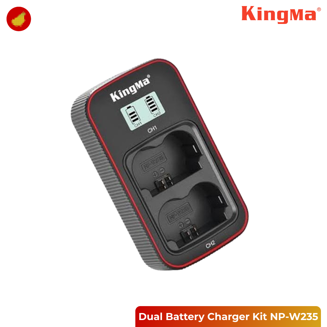 KingMa Dual Battery Charger Kit NP-W235 with LCD