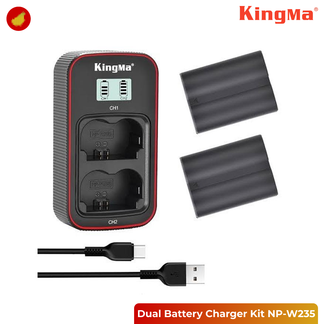 KingMa Dual Battery Charger Kit NP-W235 with LCD