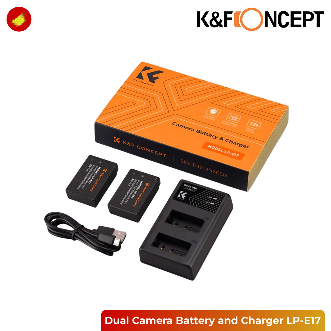 K&F Concept Dual Camera Battery & USB Charger - NP-FW50 | LP-E12 | LP-E17 | NP-FZ100 | NP-W126 | EN-EL14 | EN-EL15