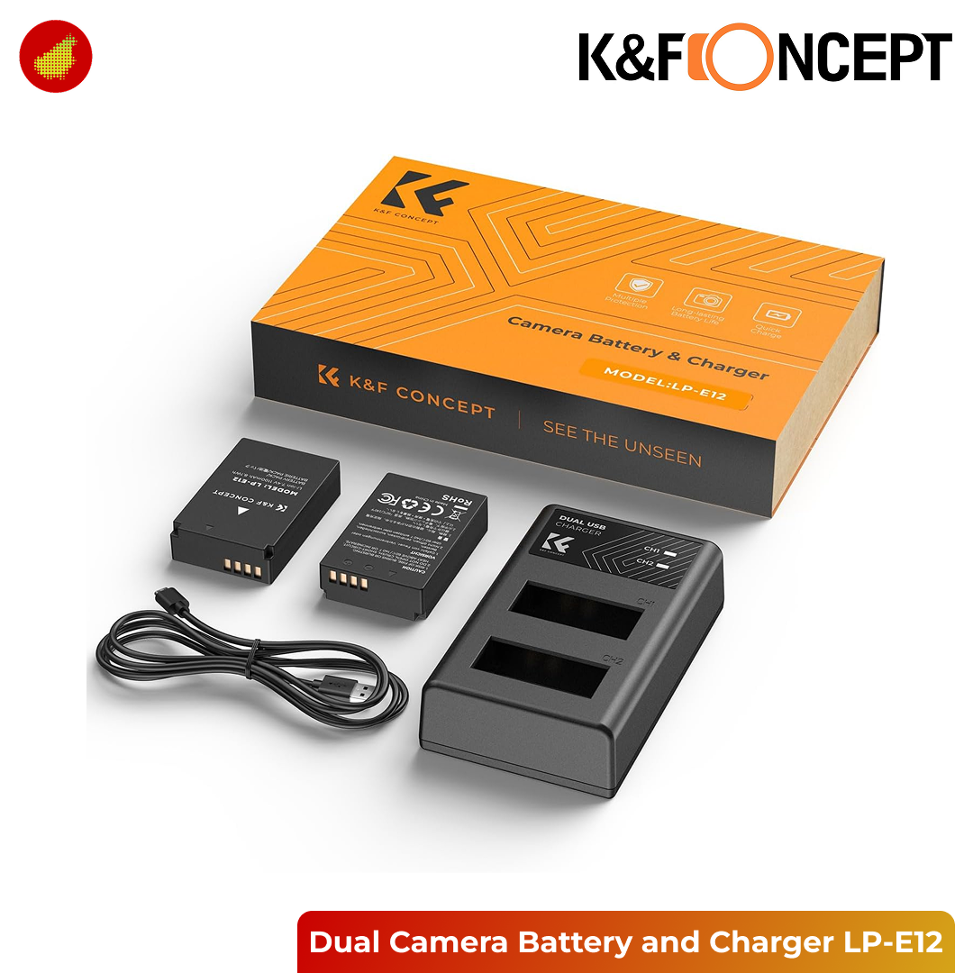 K&F Concept Dual Camera Battery and USB Charger - NP-FW50 | LP-E12 | NP-FZ100 | EN-EL14