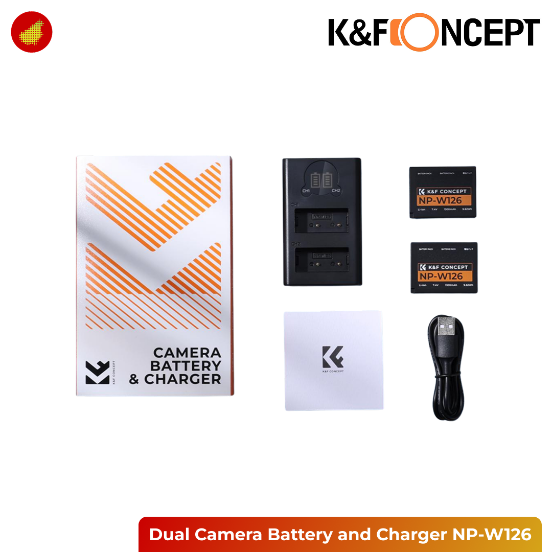 K&F Concept Dual Camera Battery & USB Charger - NP-FW50 | LP-E12 | LP-E17 | NP-FZ100 | NP-W126 | EN-EL14 | EN-EL15