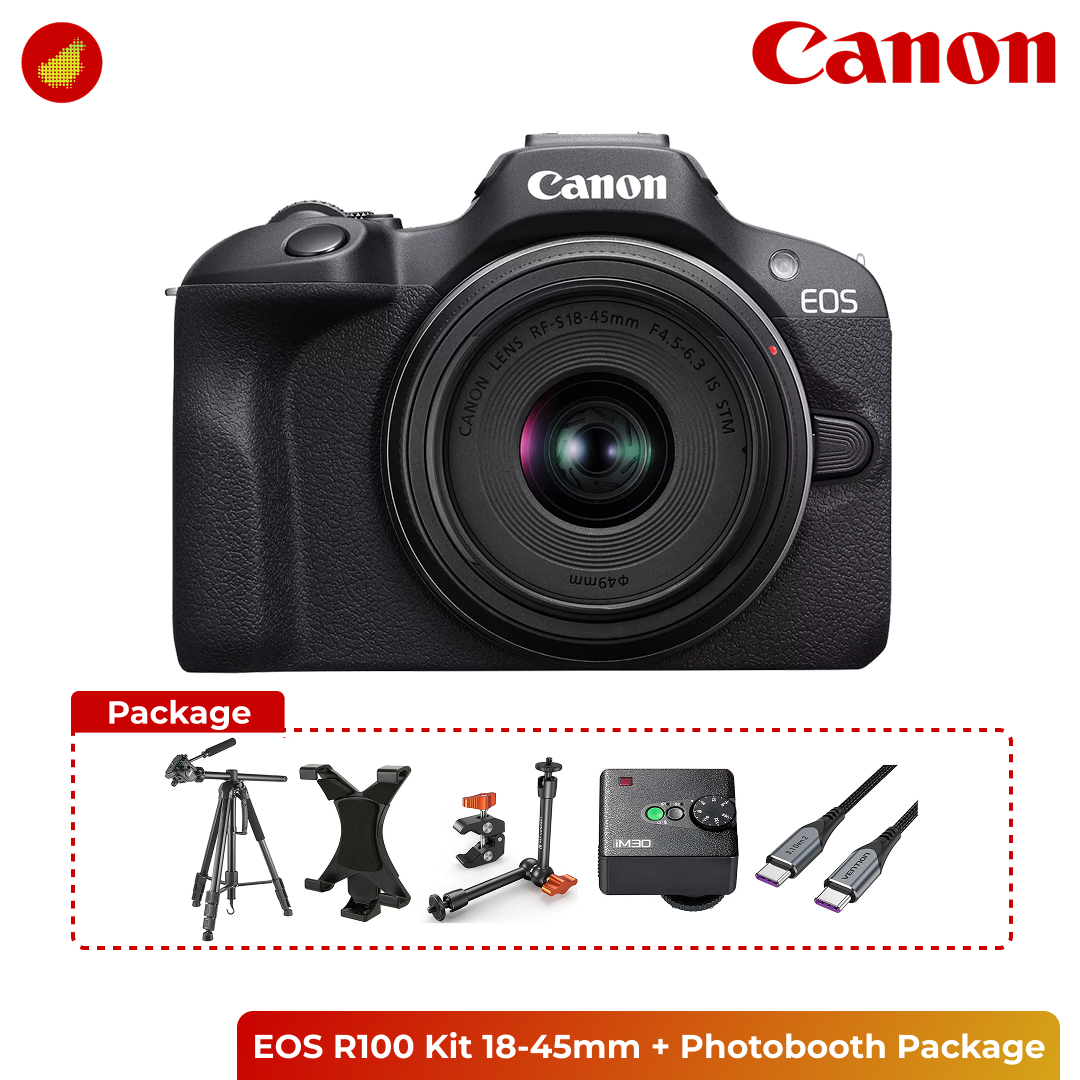 Photobooth Package with Canon / Sony Camera + Tripod + Flash - Canon EOS R100 Kit | Canon EOS R50 Kit | Sony ZV-E10 Kit