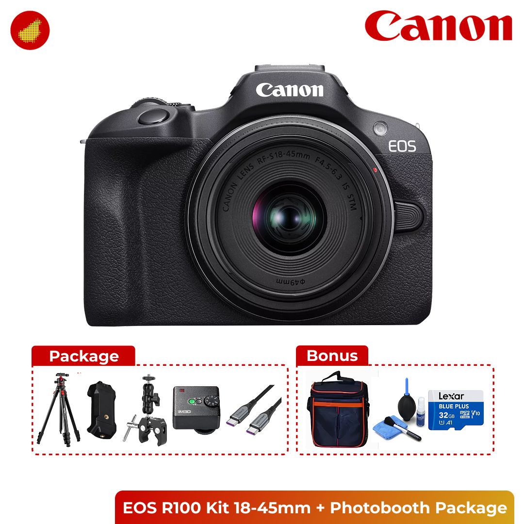 Photobooth Package with Canon / Sony Camera + Tripod + Flash - Canon EOS R100 Kit | Canon EOS R50 Kit | Sony ZV-E10 Kit