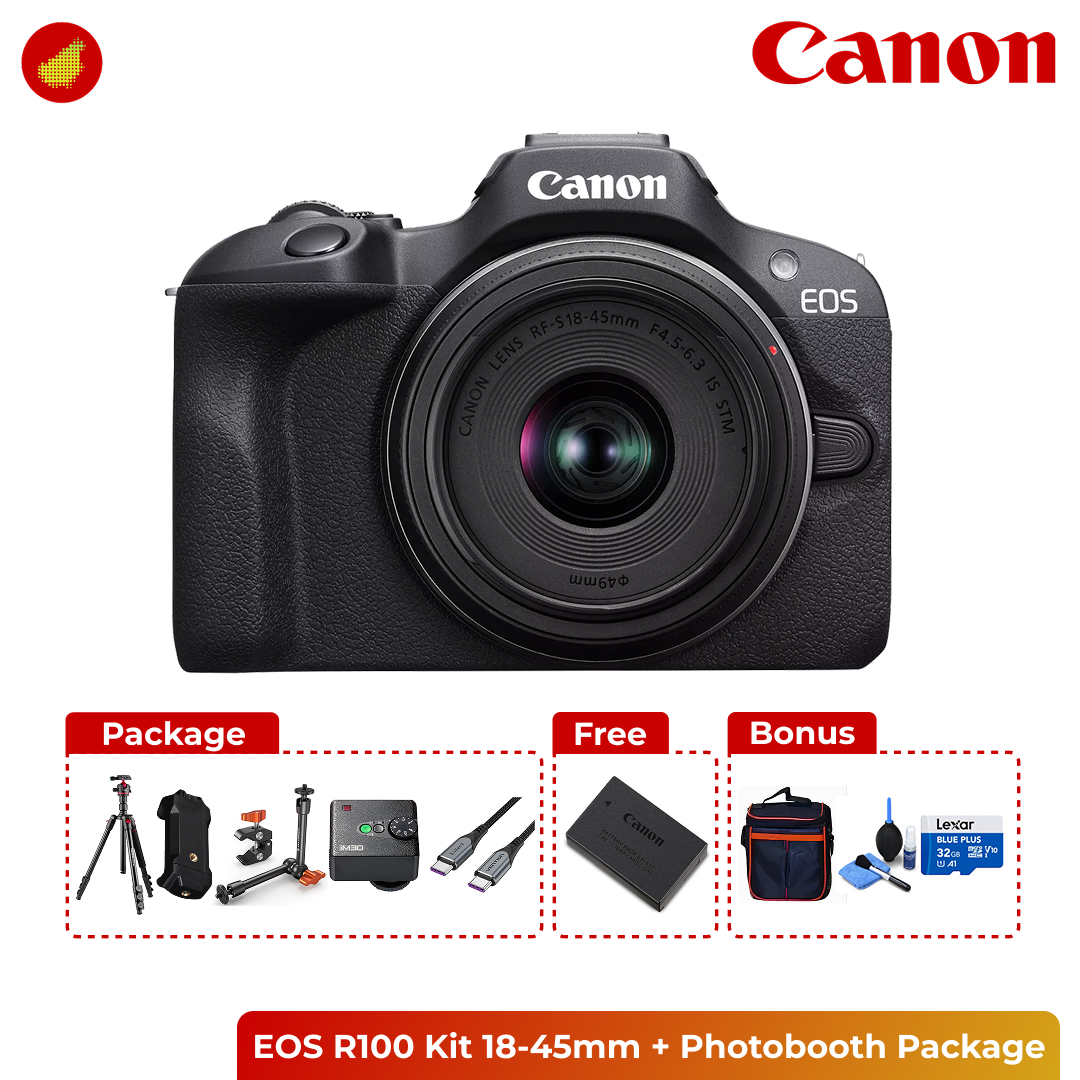 Photobooth Package with Canon / Sony Camera + Tripod + Flash - Canon EOS R100 Kit | Canon EOS R50 Kit | Sony ZV-E10 Kit