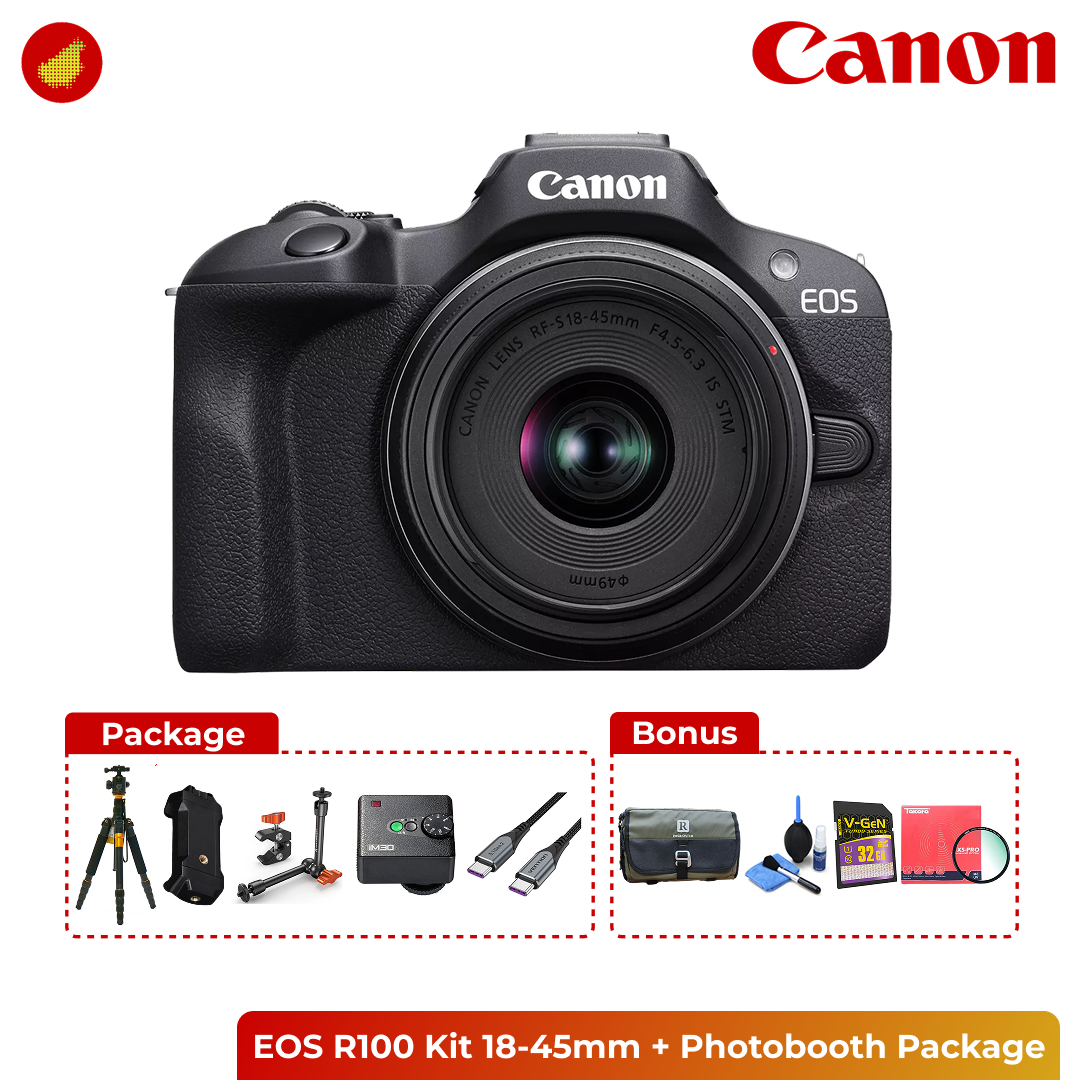 Photobooth Package with Canon / Sony Camera + Tripod + Flash - Canon EOS R100 Kit | Canon EOS R50 Kit | Sony ZV-E10 Kit
