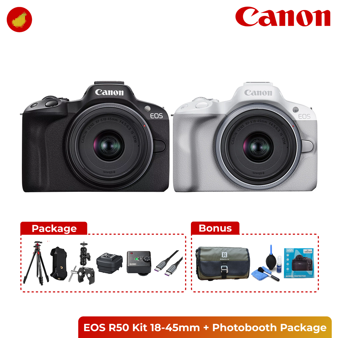 Photobooth Package with Canon / Sony Camera + Tripod + Flash - Canon EOS R100 Kit | Canon EOS R50 Kit | Sony ZV-E10 Kit