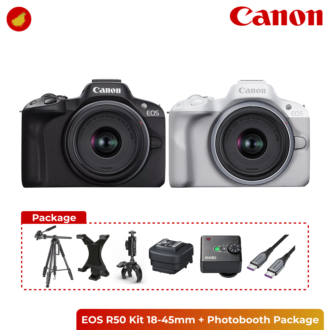 Photobooth Package with Canon / Sony Camera + Tripod + Flash - Canon EOS R100 Kit | Canon EOS R50 Kit | Sony ZV-E10 Kit
