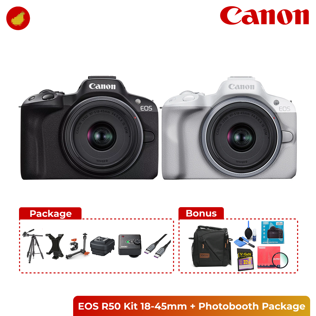 Photobooth Package with Canon / Sony Camera + Tripod + Flash - Canon EOS R100 Kit | Canon EOS R50 Kit | Sony ZV-E10 Kit
