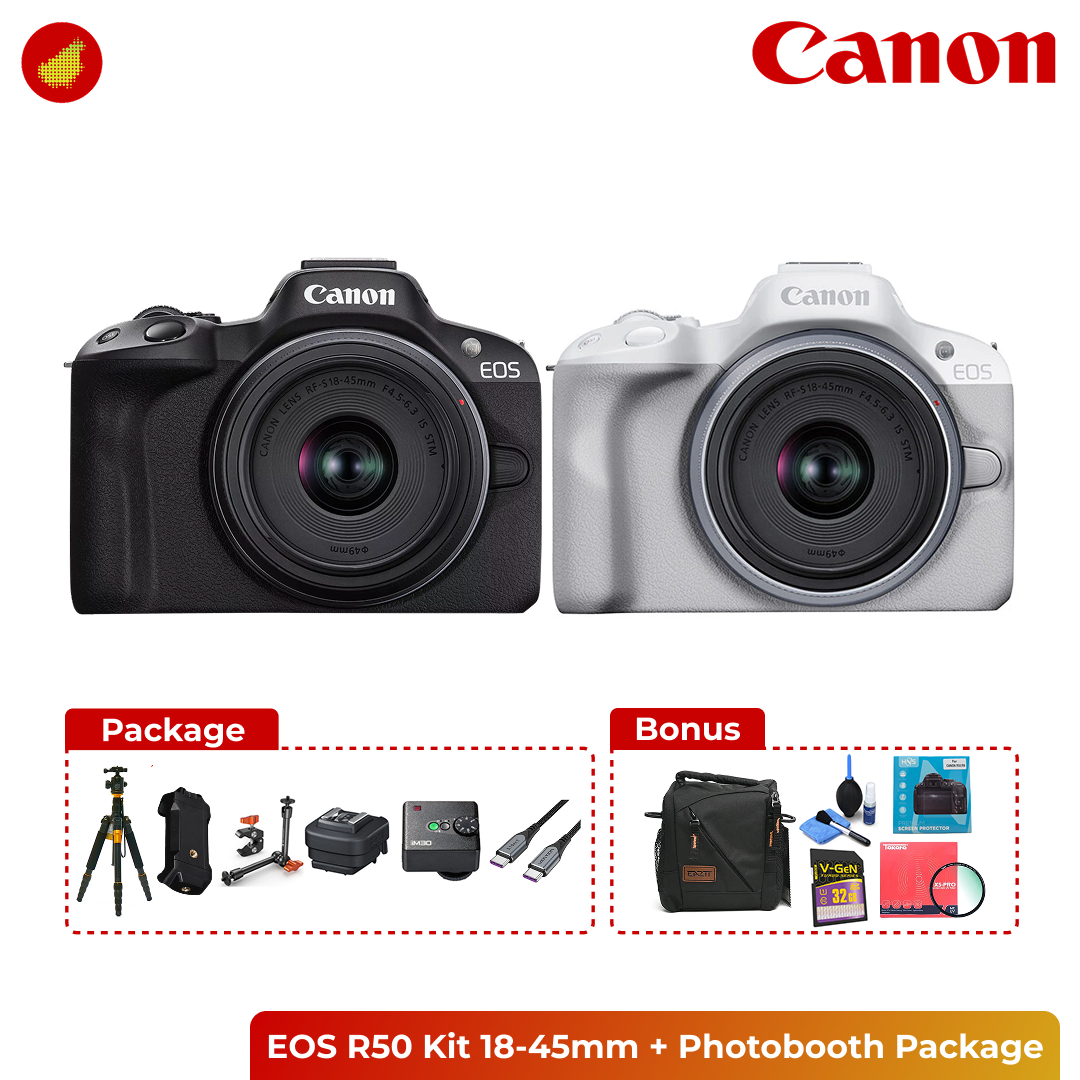 Photobooth Package with Canon / Sony Camera + Tripod + Flash - Canon EOS R100 Kit | Canon EOS R50 Kit | Sony ZV-E10 Kit