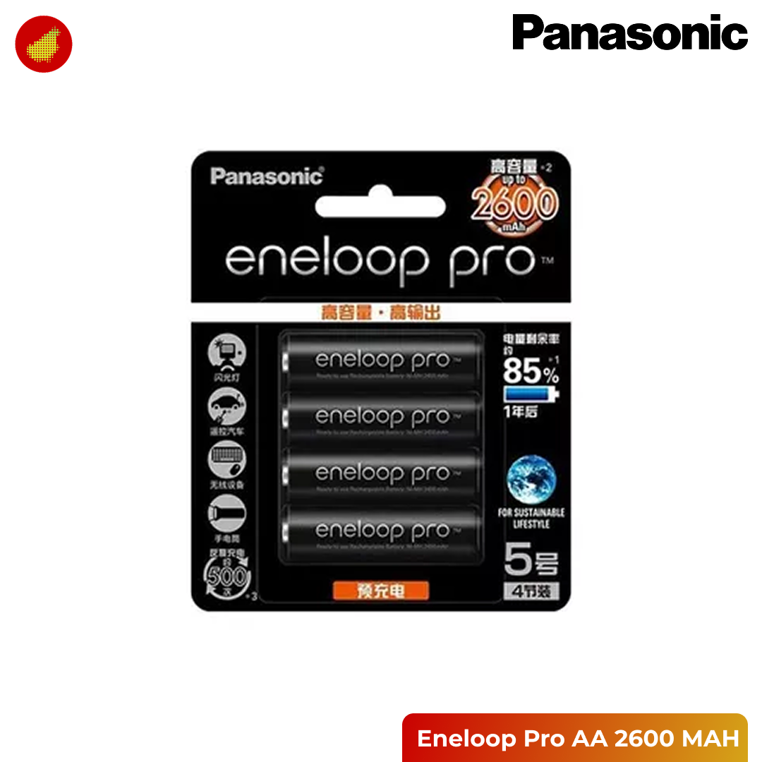 Panasonic Eneloop Pro Rechargeable Battery - 2600 mAh (AA) | 950 mAh (AAA)