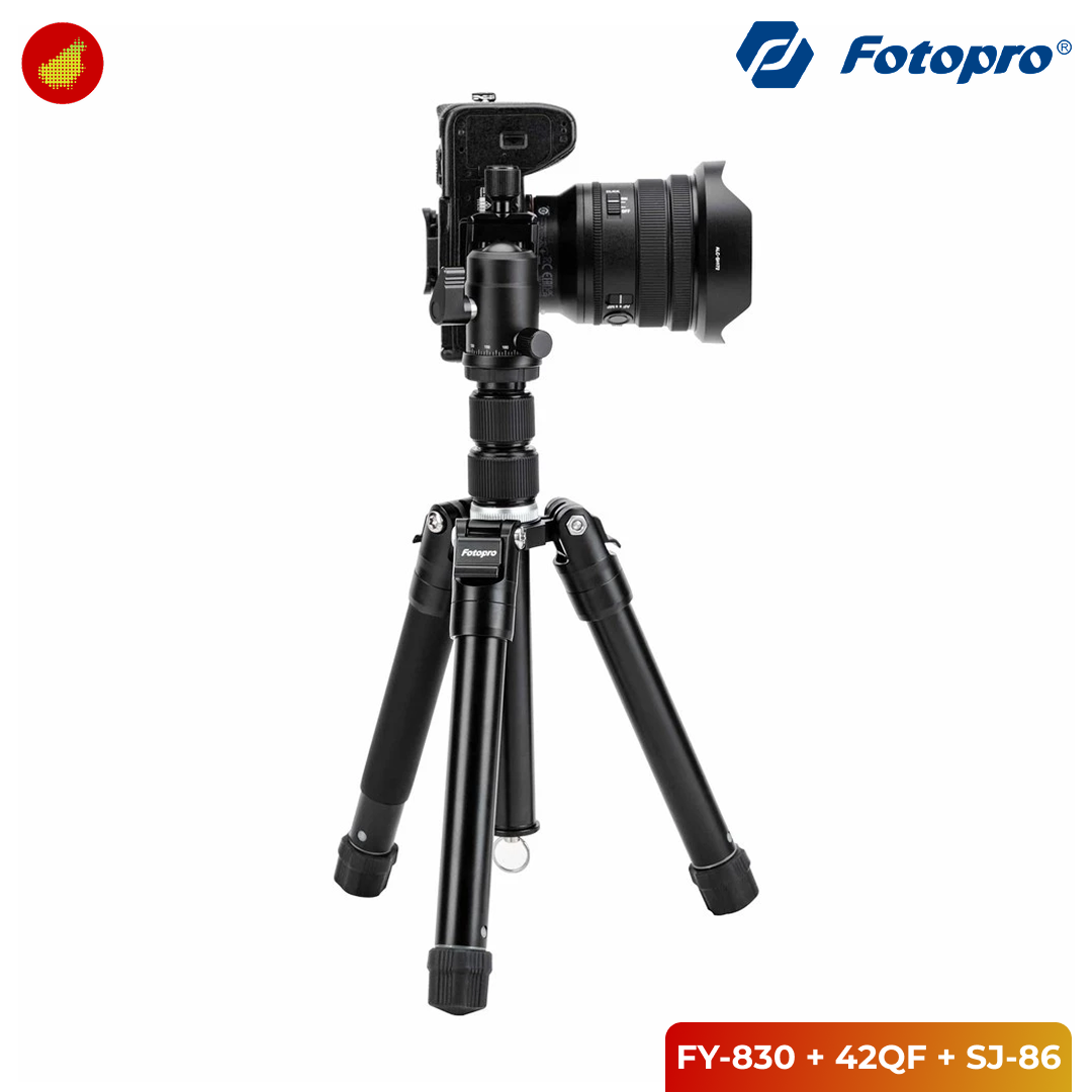 Fotopro FY-830 Tripod with FPH-42Q Ball Head and SJ-86 Smartphone Holder