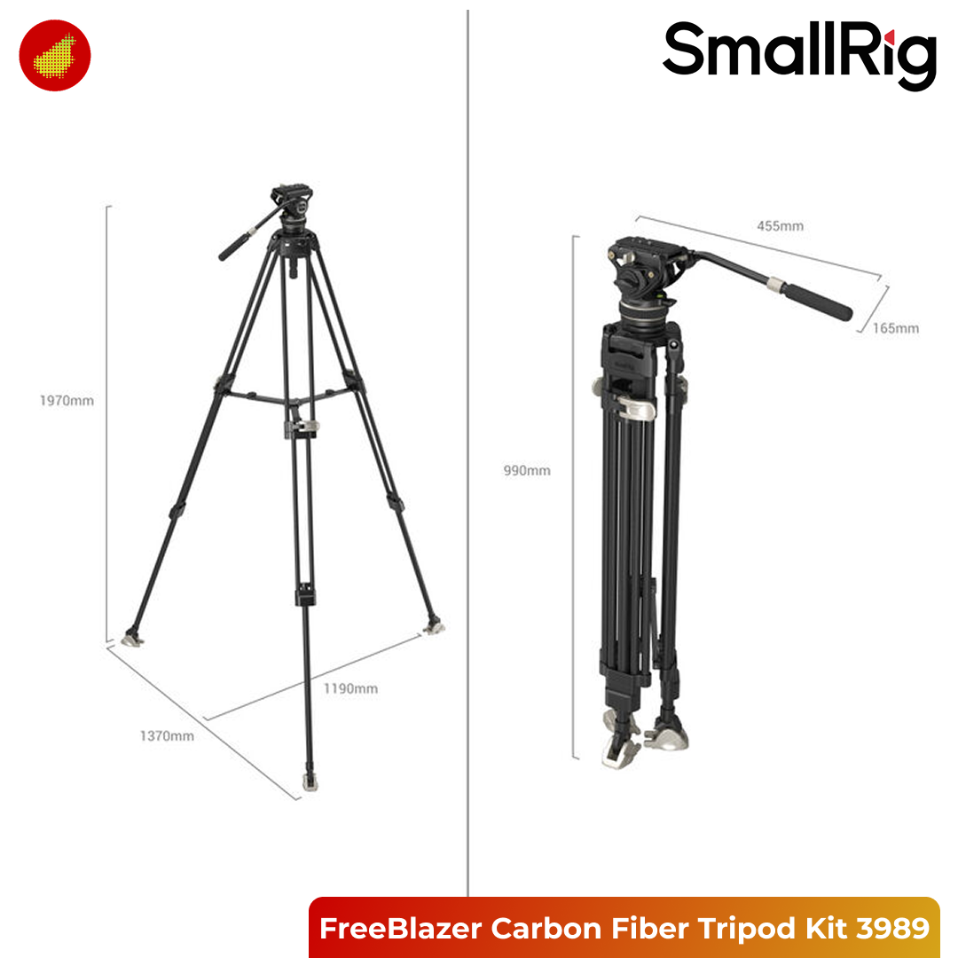 SmallRig FreeBlazer Carbon Fiber Tripod Kit with Fluid Head for Video - 3989