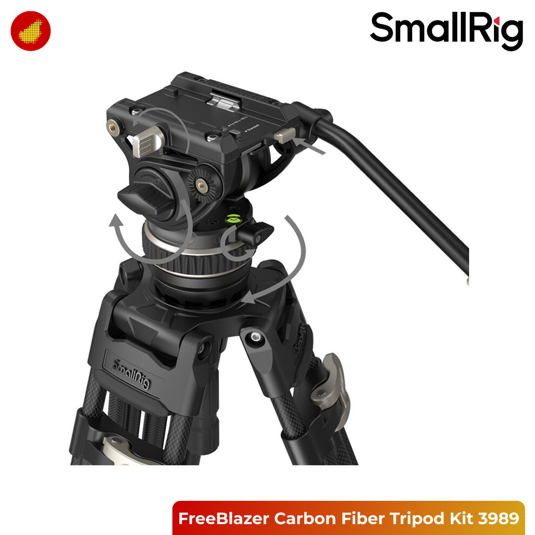SmallRig FreeBlazer Carbon Fiber Tripod Kit with Fluid Head for Video - 3989