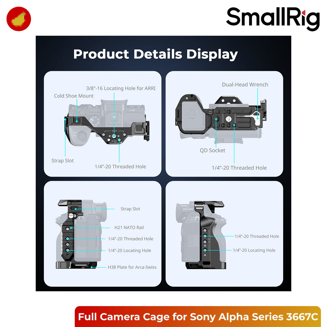 SmallRig Full Camera Cage for Sony A7 V / A7R V / A7 IV / A7S III / A1 / A7R IV - 3667C