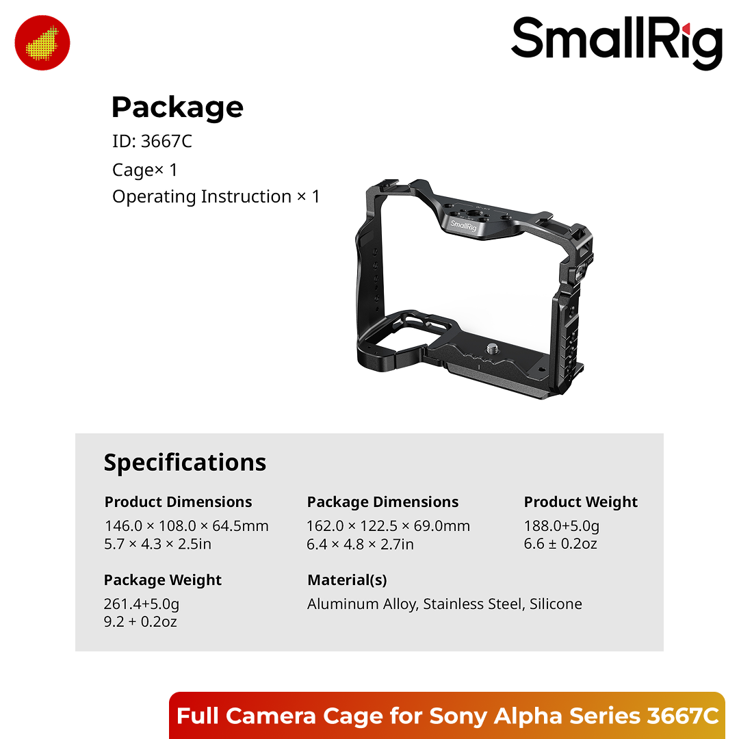 SmallRig Full Camera Cage for Sony A7 V / A7R V / A7 IV / A7S III / A1 / A7R IV - 3667C