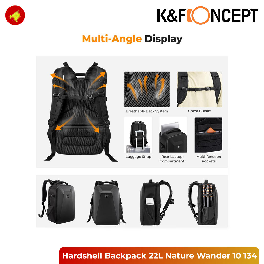 K&F Concept Hardshell Camera Backpack 22L Nature Wander 10 for Photographers - KF13.134