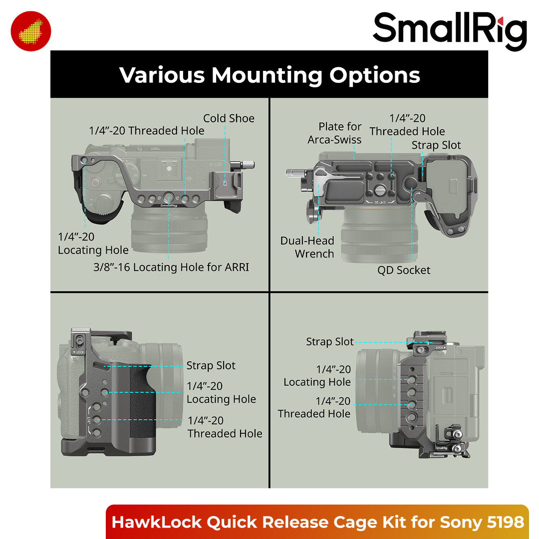 SmallRig HawkLock Quick Release Cage Kit with Silicone Handle for Sony A7C II / 7CR - 5198