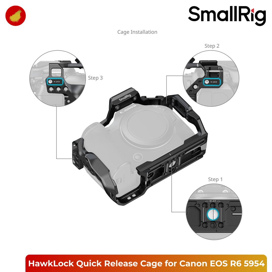 SmallRig HawkLock Quick Release Cage for Canon EOS R6 Mark III / R6 Mark II - 5954