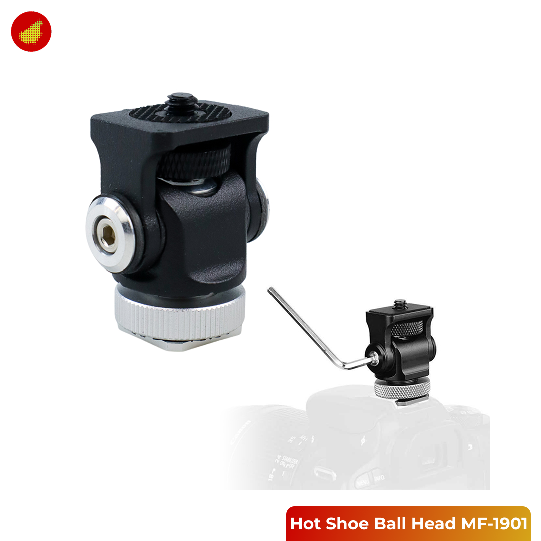 Minifocus Hot Shoe Ball Head Lamp Flash Camera for Tripod 1/4 Inch - MF-1901