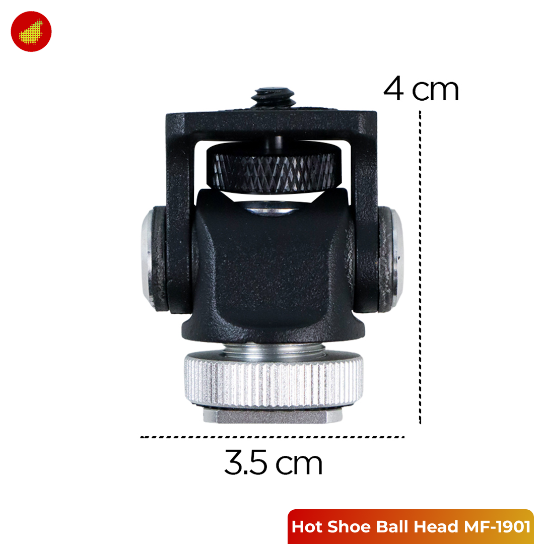 Minifocus Hot Shoe Ball Head Lamp Flash Camera for Tripod 1/4 Inch - MF-1901