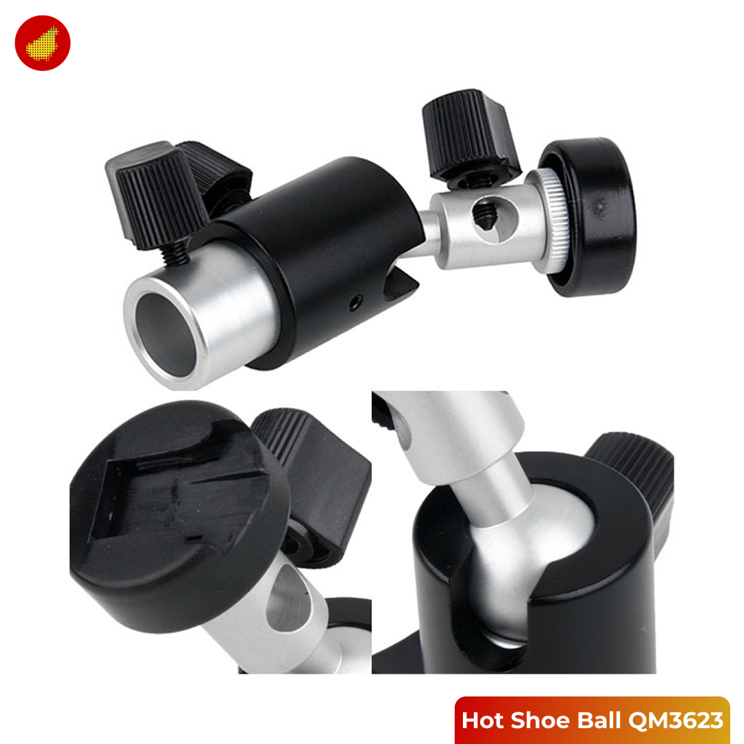 BINYEAE Hot Shoe Ball Camera Flash Mount for Studio Tripod Type D - QM3623