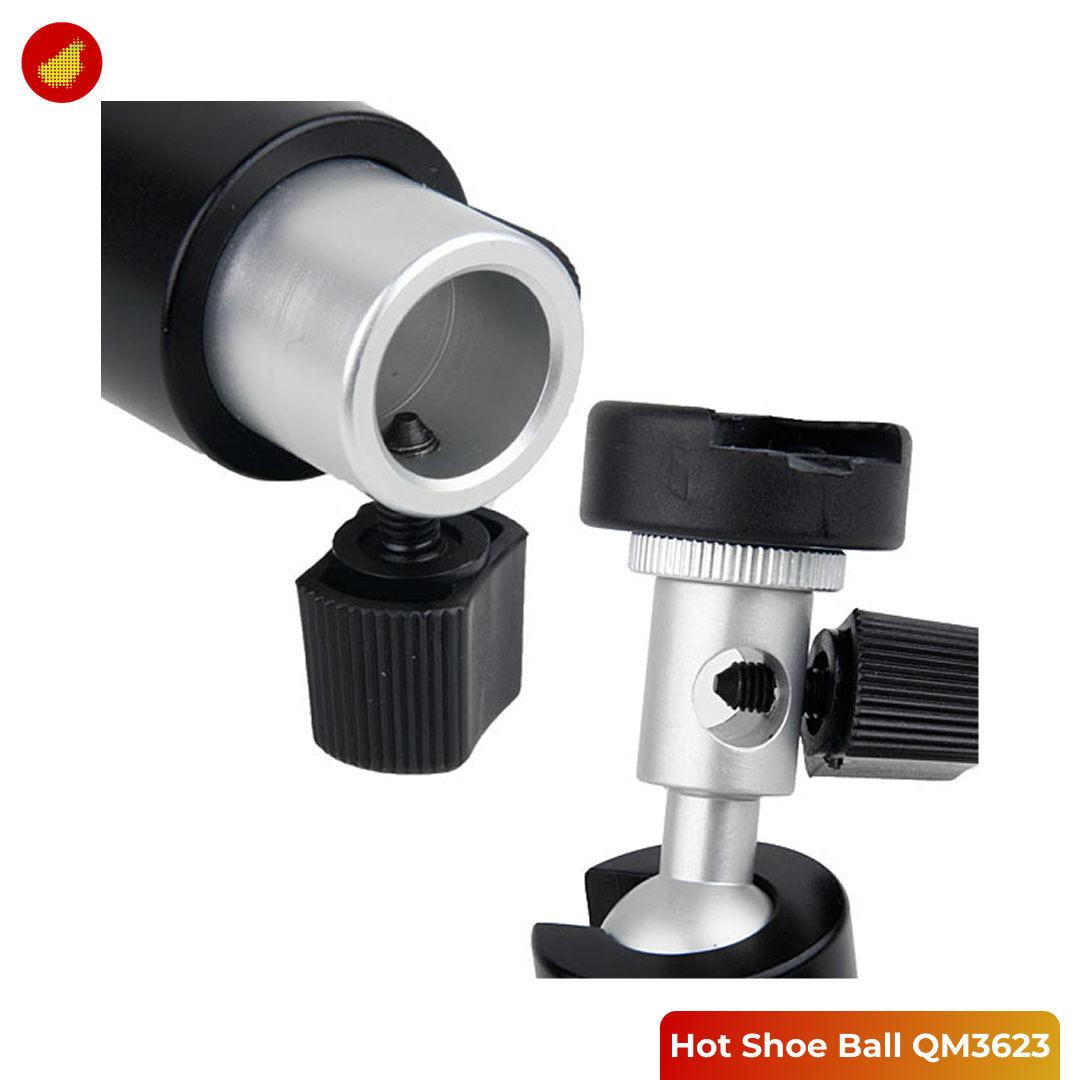 BINYEAE Hot Shoe Ball Camera Flash Mount for Studio Tripod Type D - QM3623