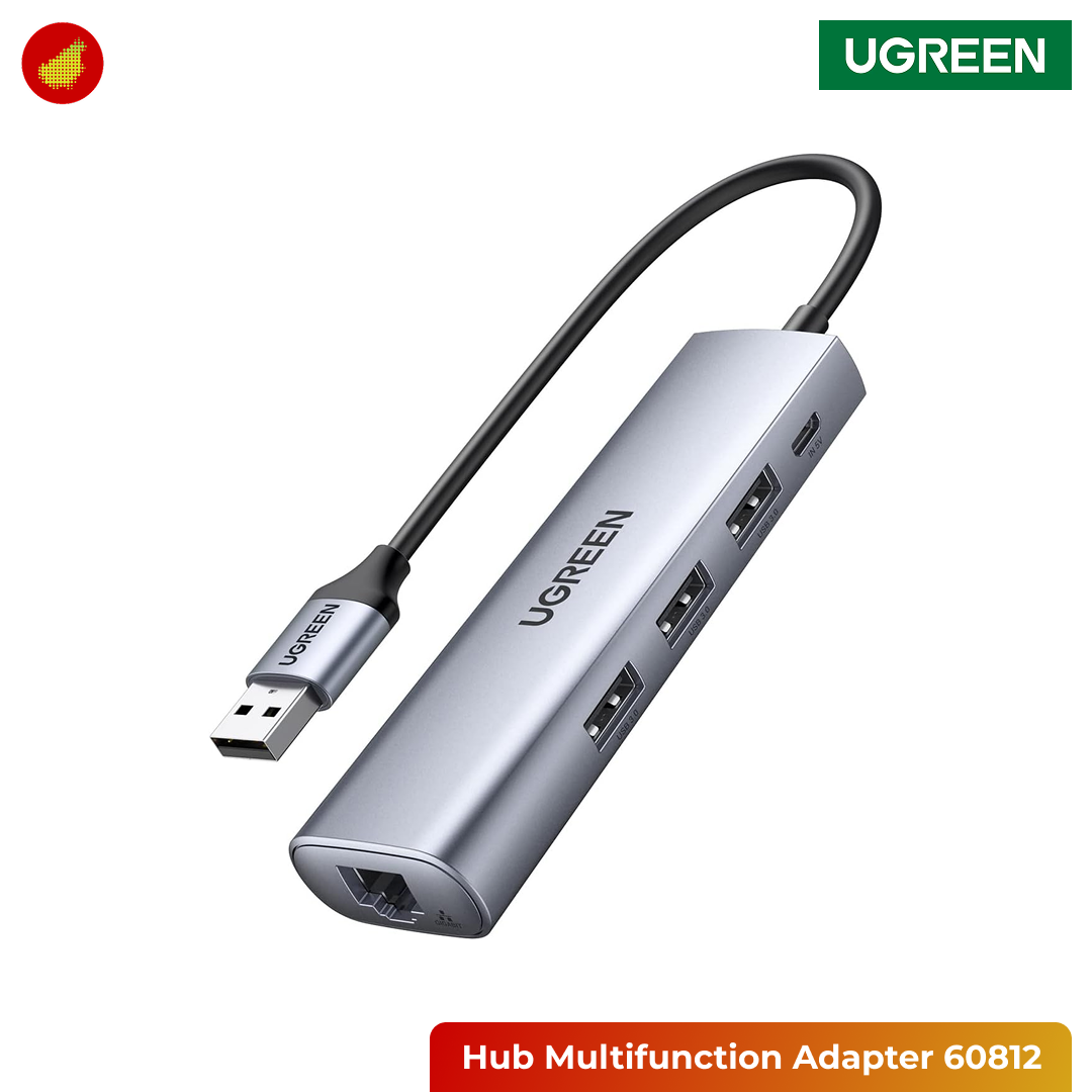 UGREEN 5-in-1 USB 3.0 Hub Multifunction Adapter with RJ45 Gigabit