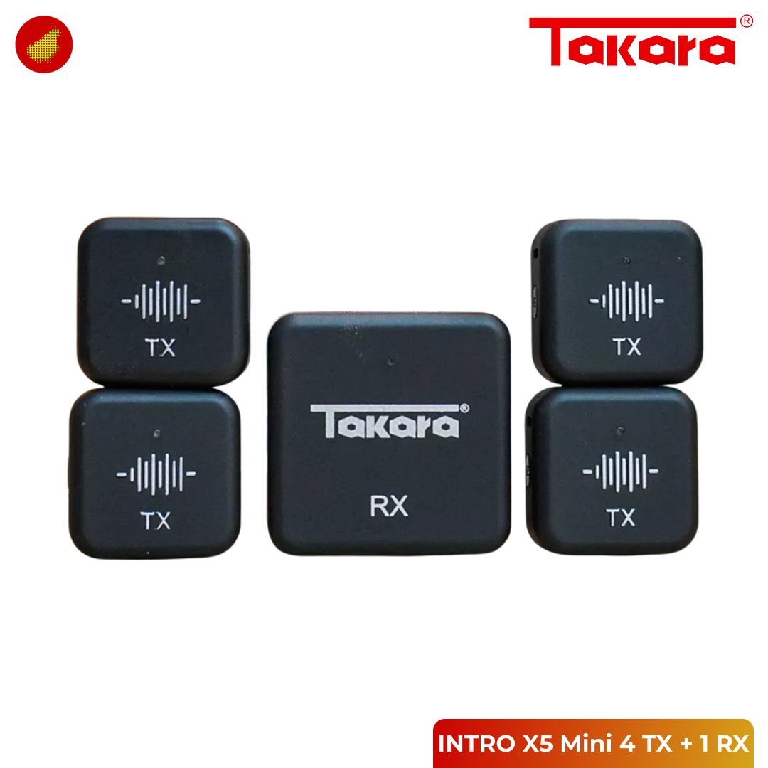 Takara INTRO X5 Mini Digital Wireless Microphone with Charging Case - 4 TX / 2 TX